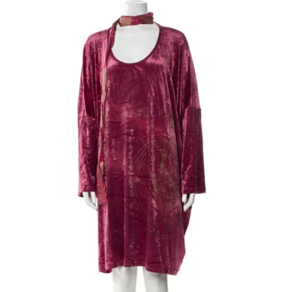 🌀 People of the Labyrinths Maroon Velvet Robe Dress Hand-Painted OOAK S-3X Rare - Picture 1 of 13